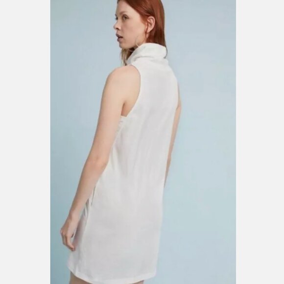 ANTHROPOLOGIE AKEMI & KIM Mock Neck White Tunic Shift Dress Size Small NWT - Picture 3 of 12